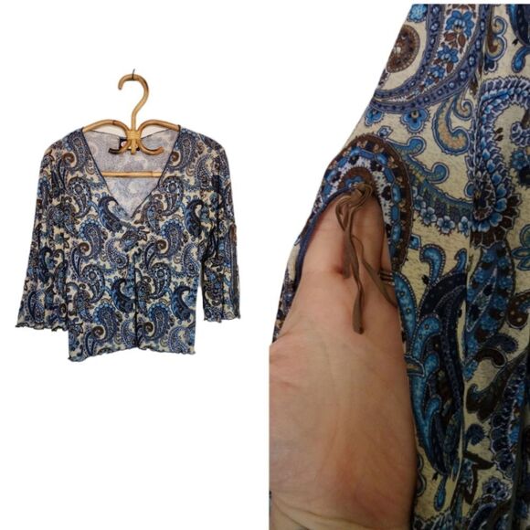 vintage y2k boho bellsleeved flare top - Picture 2 of 5